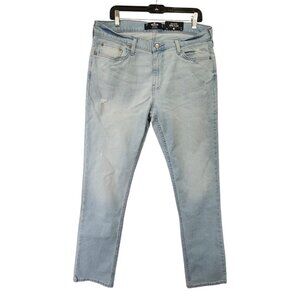 NWT Hollister Epic‎ Flex Slim Straight Jeans Men's 34 x 34 Blue Light Wash
